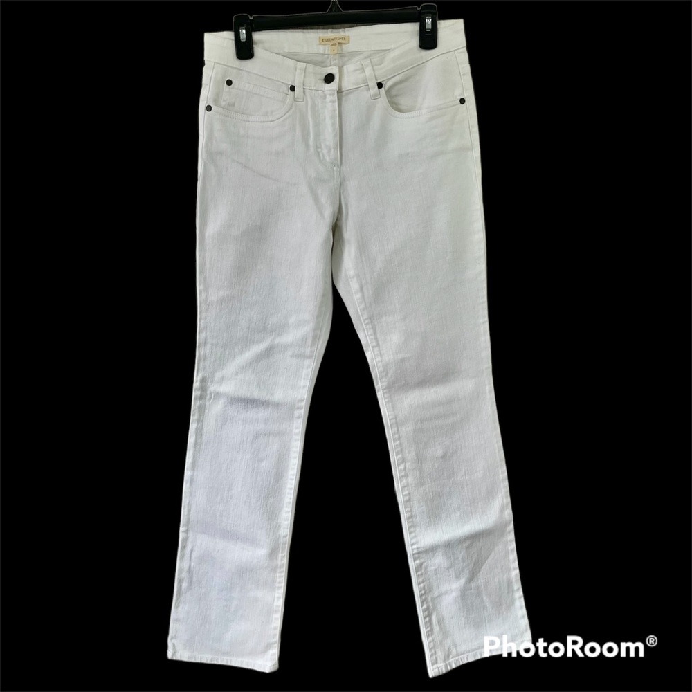 EILEEN FISHER White Denim Straight Leg Jeans 6